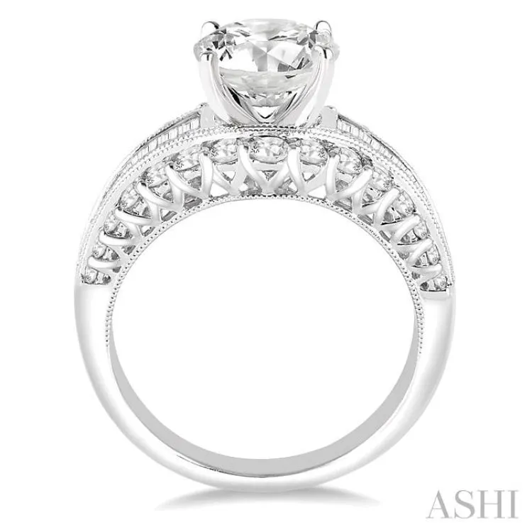 1 1/2 Ctw Diamond Semi-mount Engagement Ring in 14K White Gold