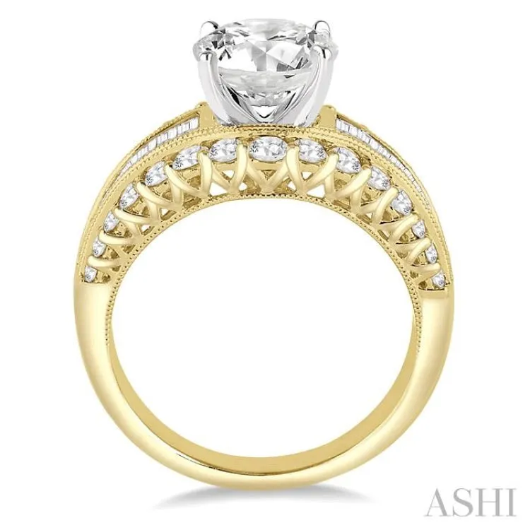 1 1/2 Ctw Diamond Semi-mount Engagement Ring in 14K Yellow and White Gold