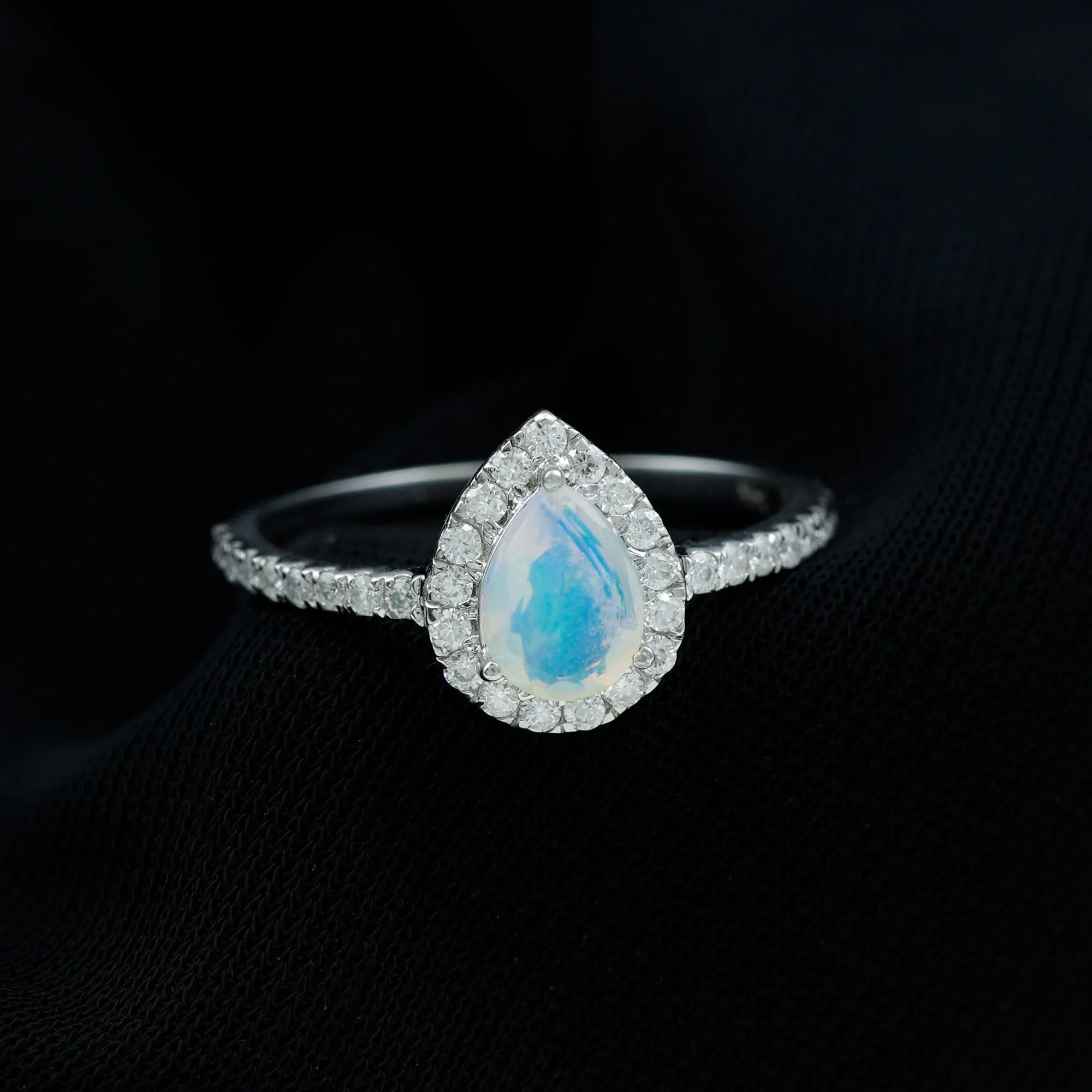 1 CT Ethiopian Opal Teardrop Engagement Ring with Diamond