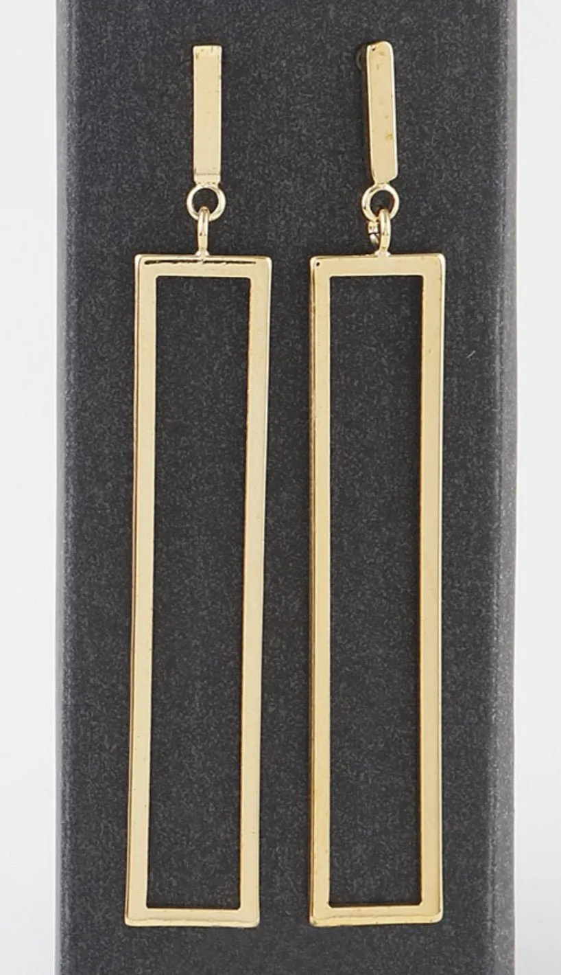 14k gold Dipped rectangle dangle earring