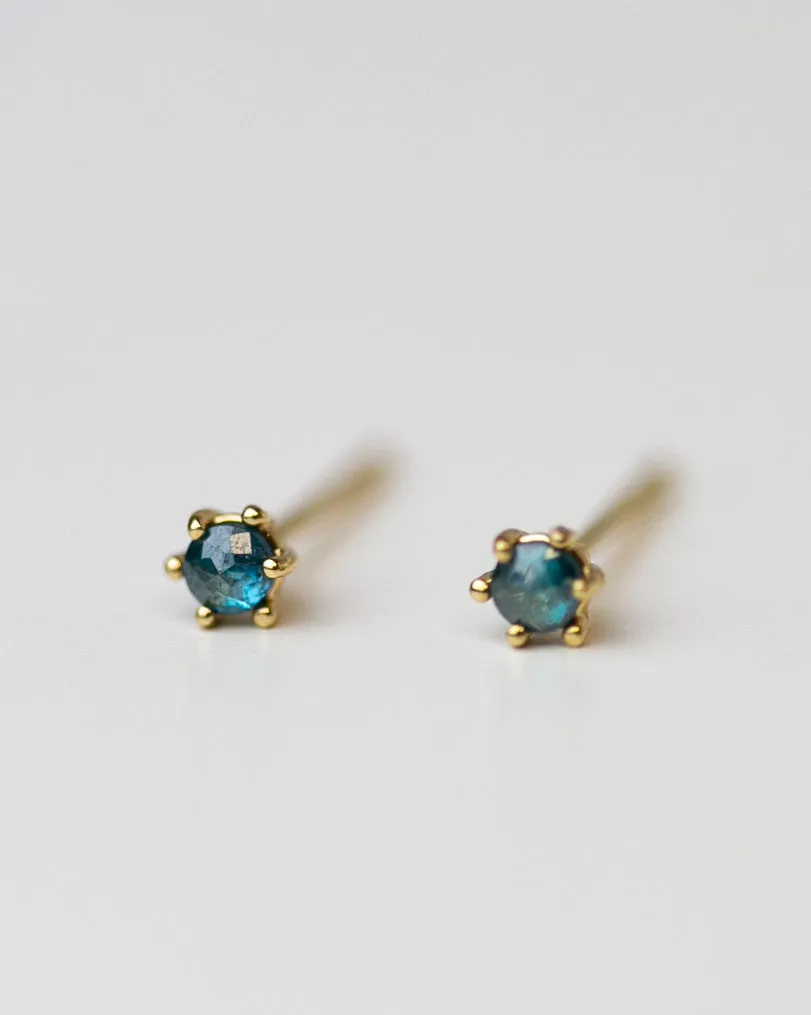 14k Rough Cut Diamond Solitaire Stud Earrings