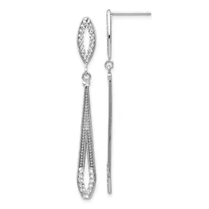 14k White Gold Diamond Cut Dangle Earrings