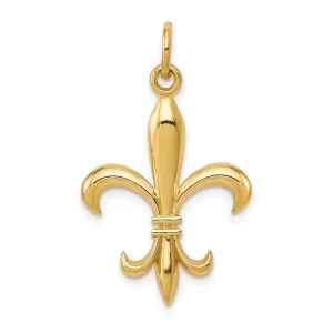 14k Yellow Gold Polished Finish Concave Shape Hollow Mens Fleur De Lis Charm Design Pendant