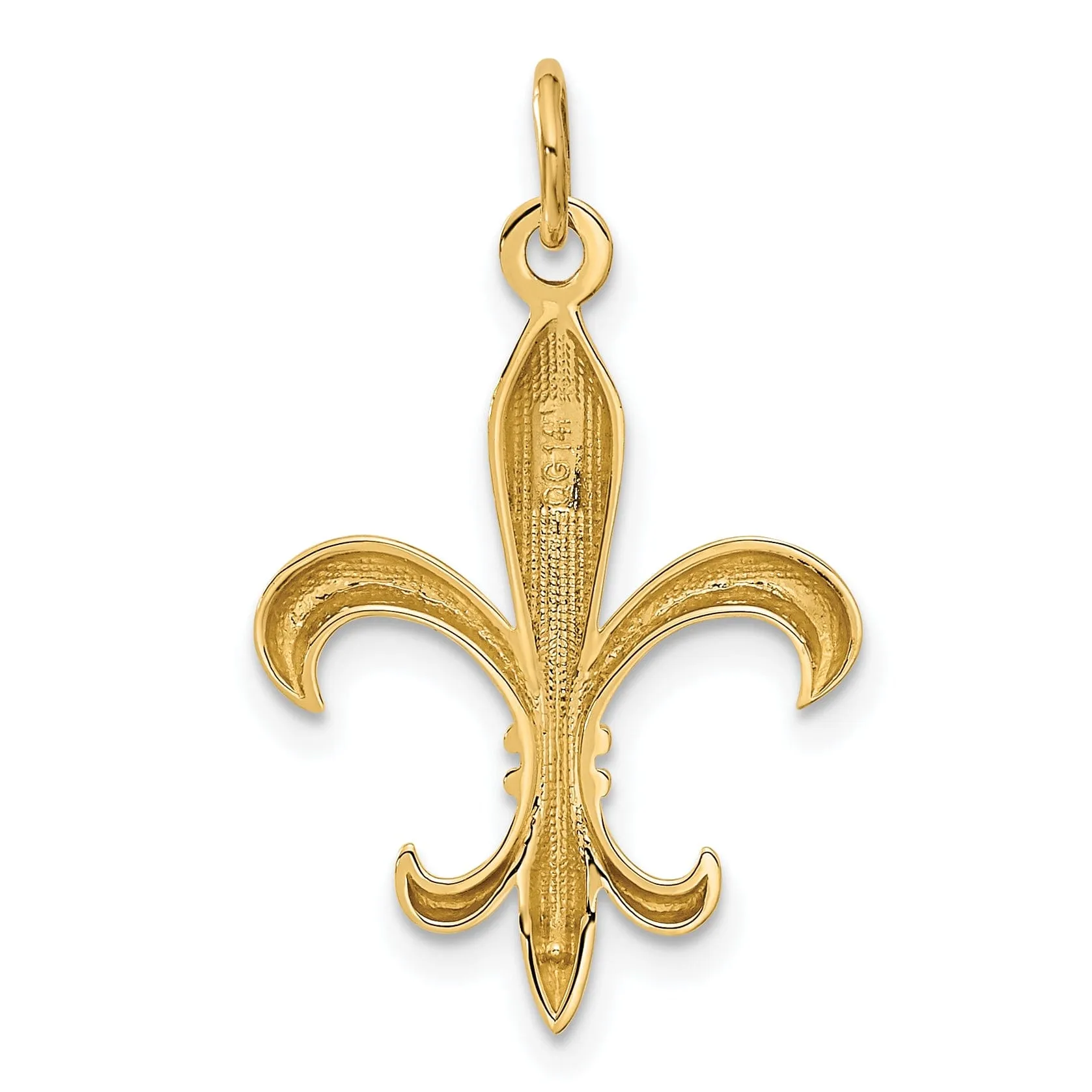 14k Yellow Gold Polished Finish Concave Shape Hollow Mens Fleur De Lis Charm Design Pendant