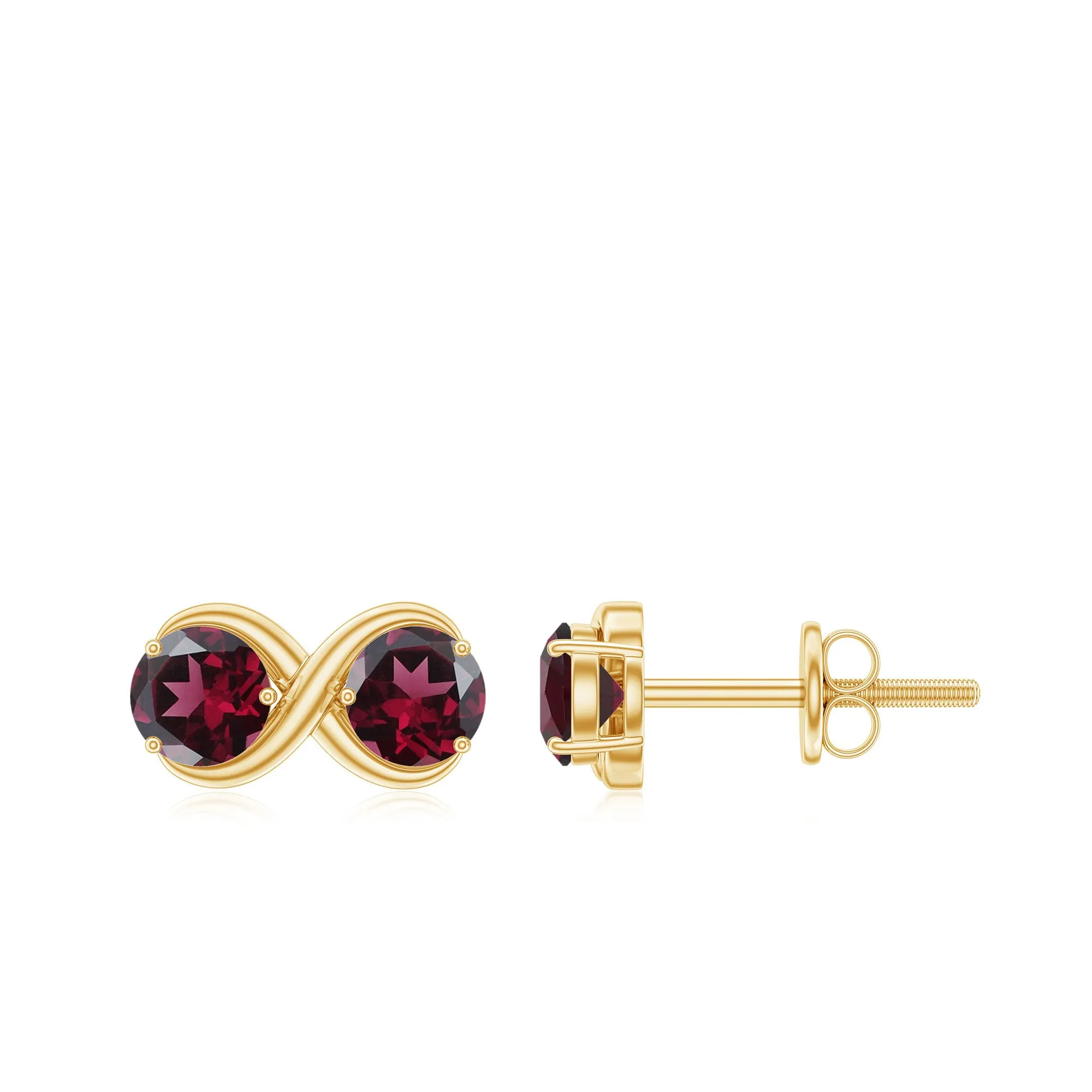 1.50 CT Simple Rhodolite Two Stone Infinity Stud Earrings