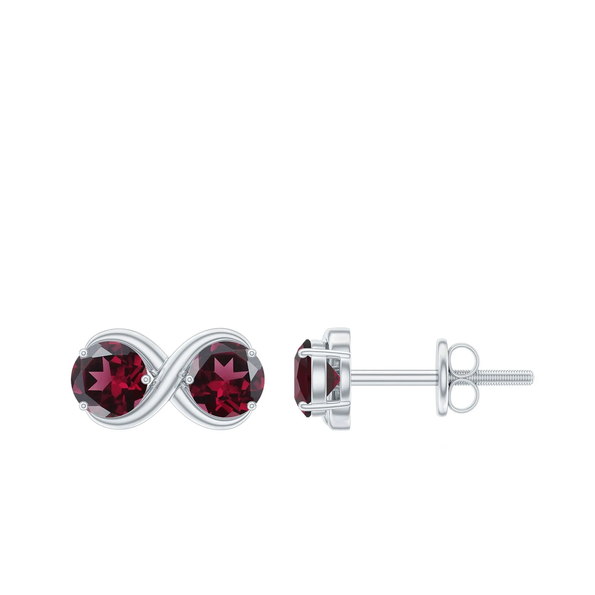 1.50 CT Simple Rhodolite Two Stone Infinity Stud Earrings