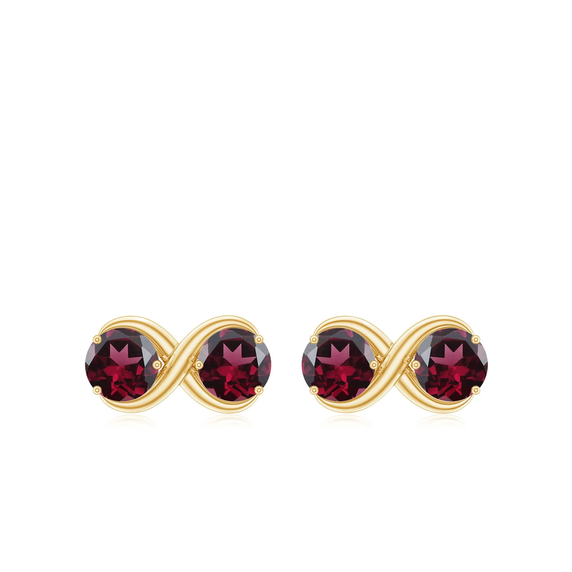 1.50 CT Simple Rhodolite Two Stone Infinity Stud Earrings