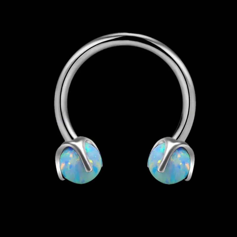 16 Gauge Opal Horseshoe Titanium Nose Ring