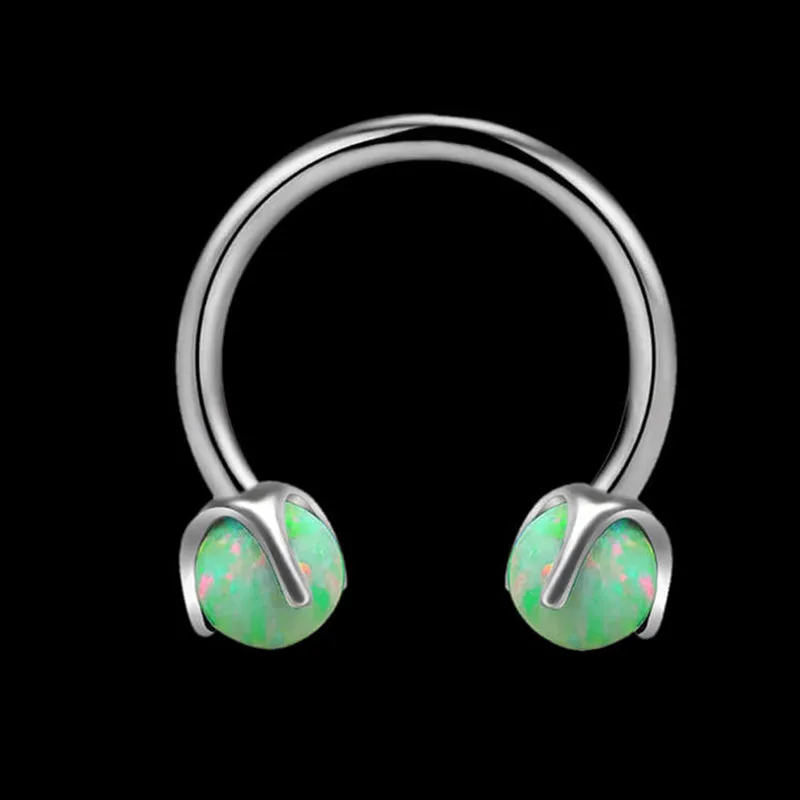 16 Gauge Opal Horseshoe Titanium Nose Ring