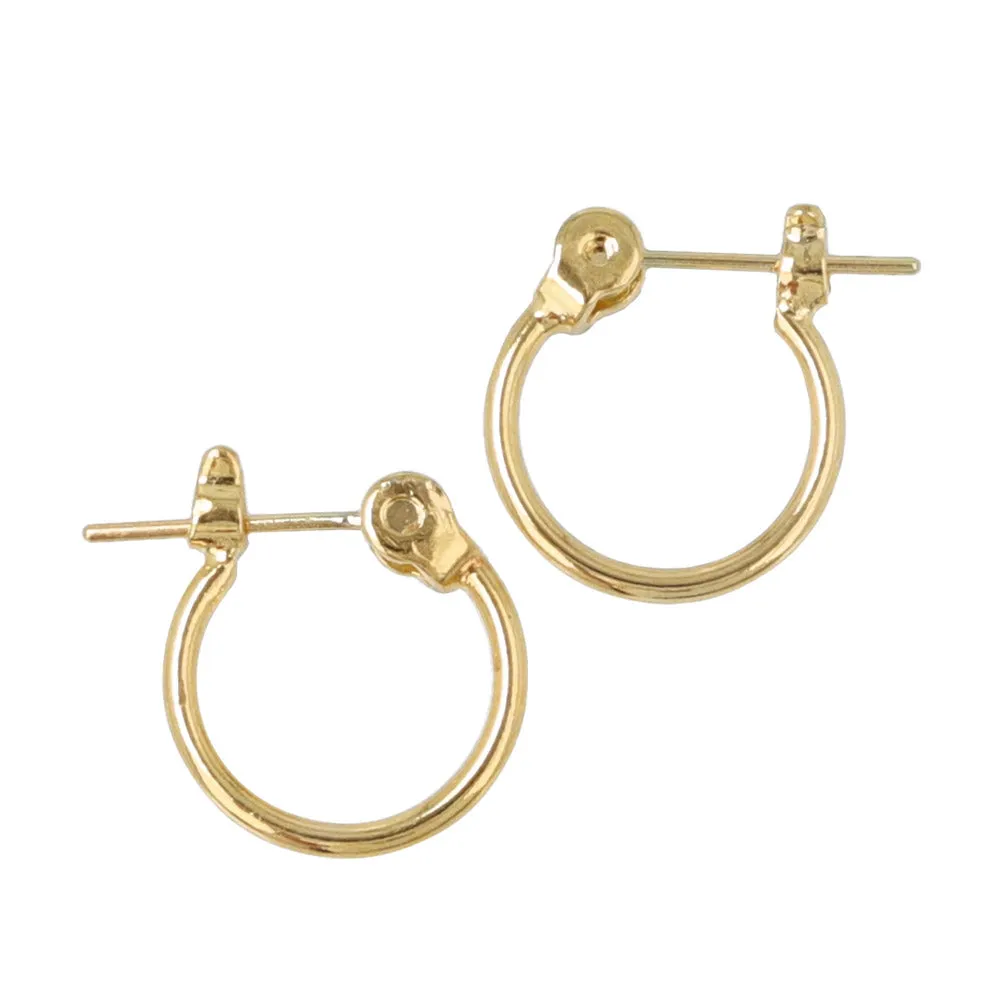 18K Gold Post Simple Hoop Earrings