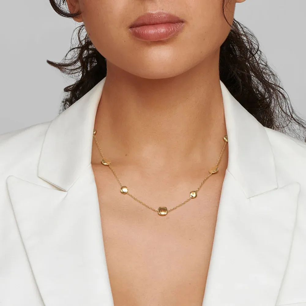 18K Gold Short Hammered Pinball Chain Necklace