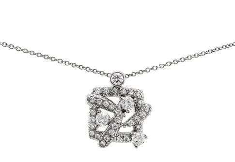 18k White Gold Pavé Diamond Woven Pendant