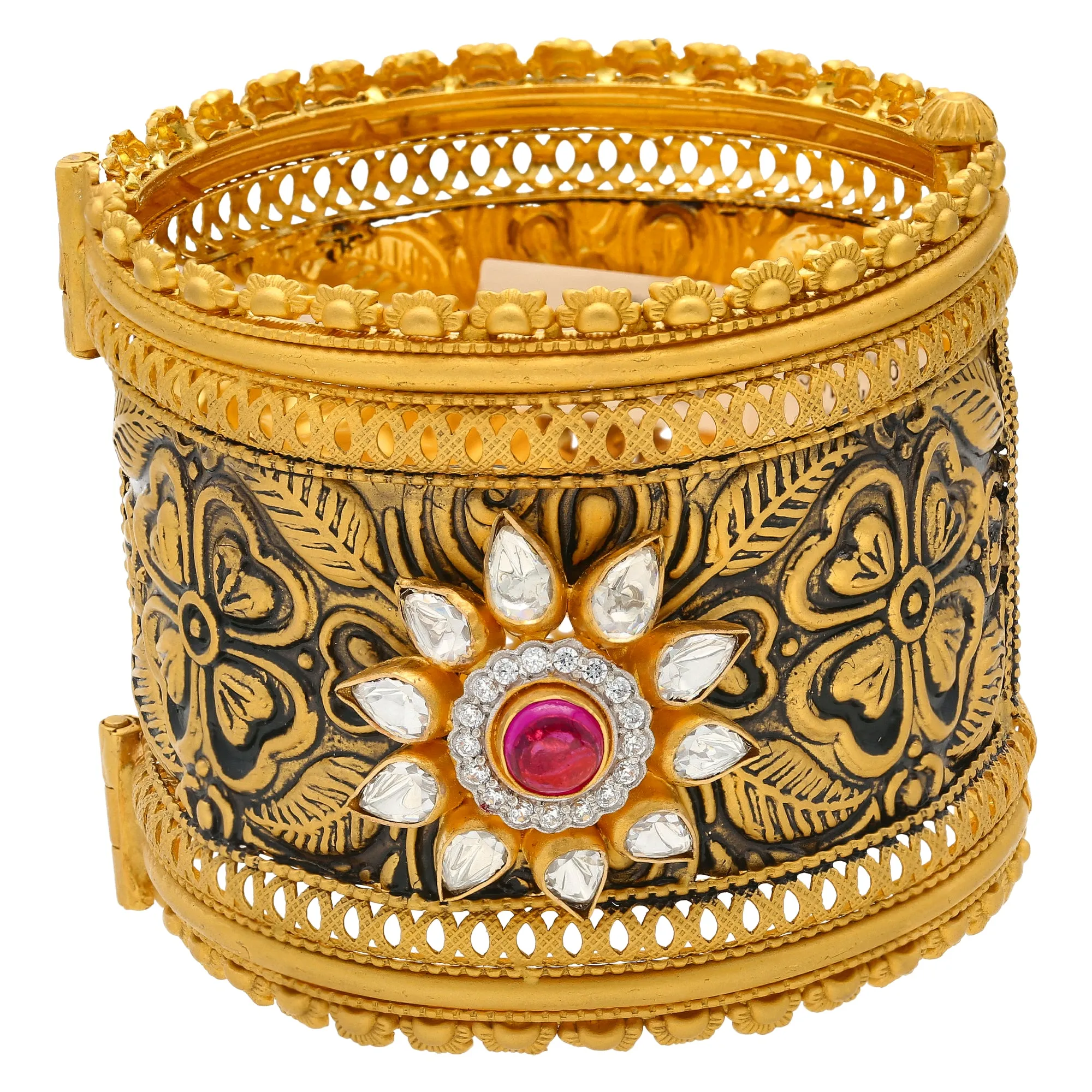 22K Antique Gold Jasmit Bangle Set (78.1gm)