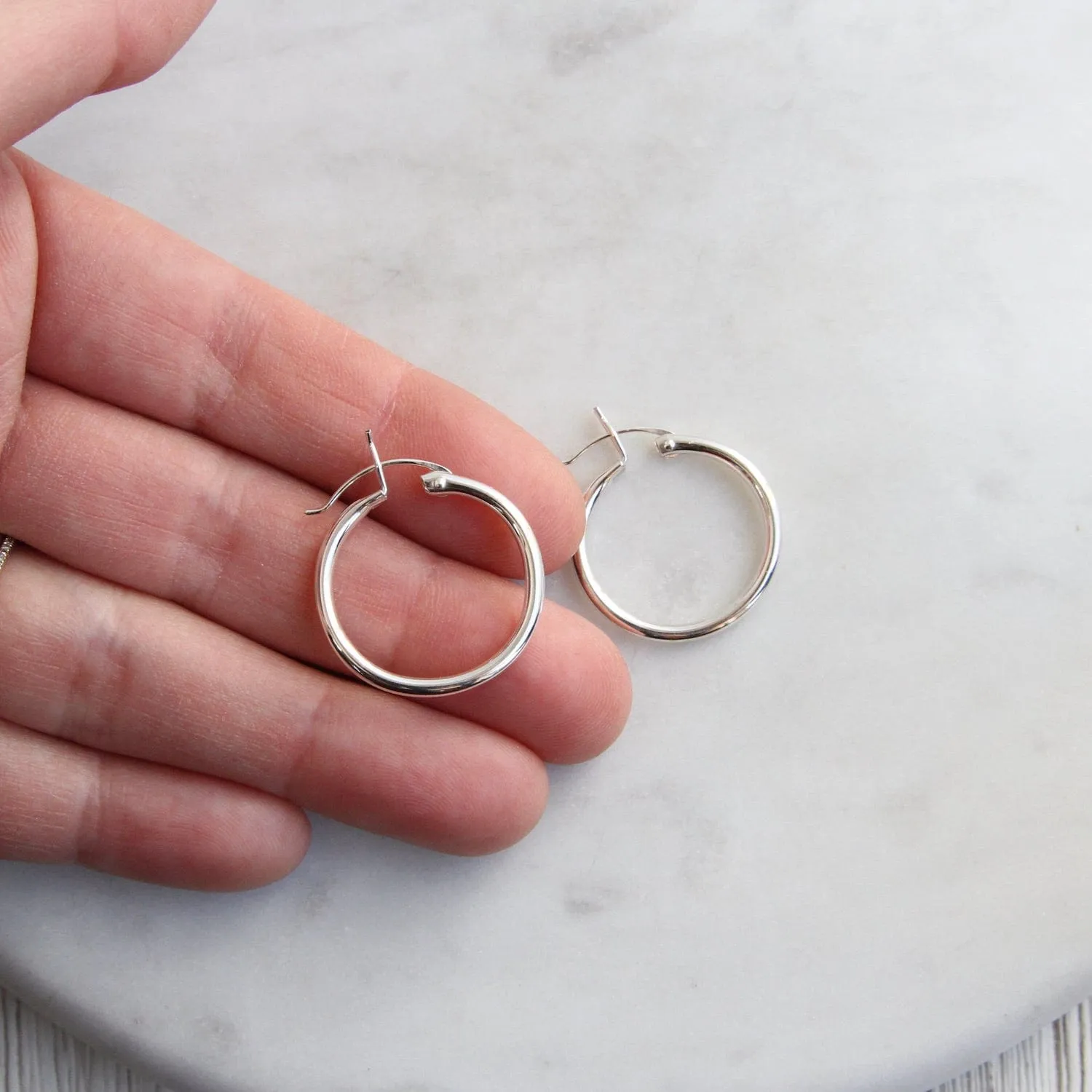 24mm Sterling Silver Tube Hoop