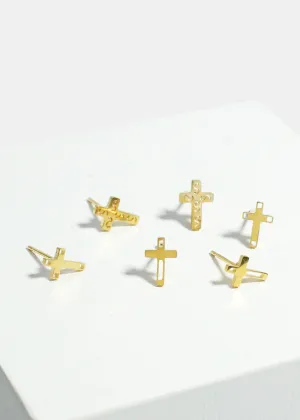 3-Pair Cross Stud Earrings