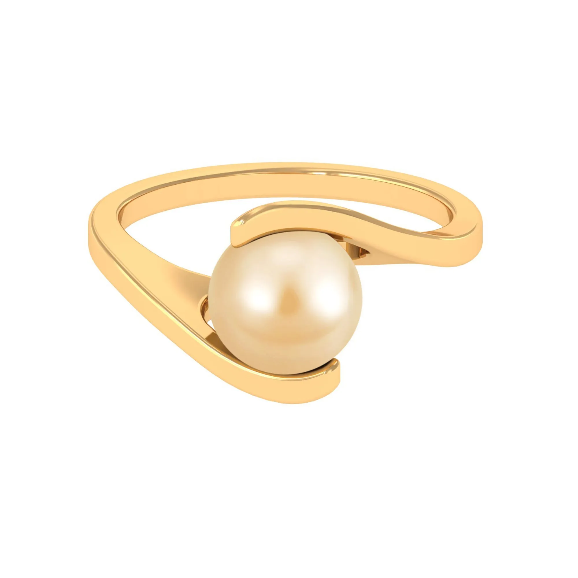 5 CT Solitaire South Sea Pearl Bypass Engagement Ring in Gold