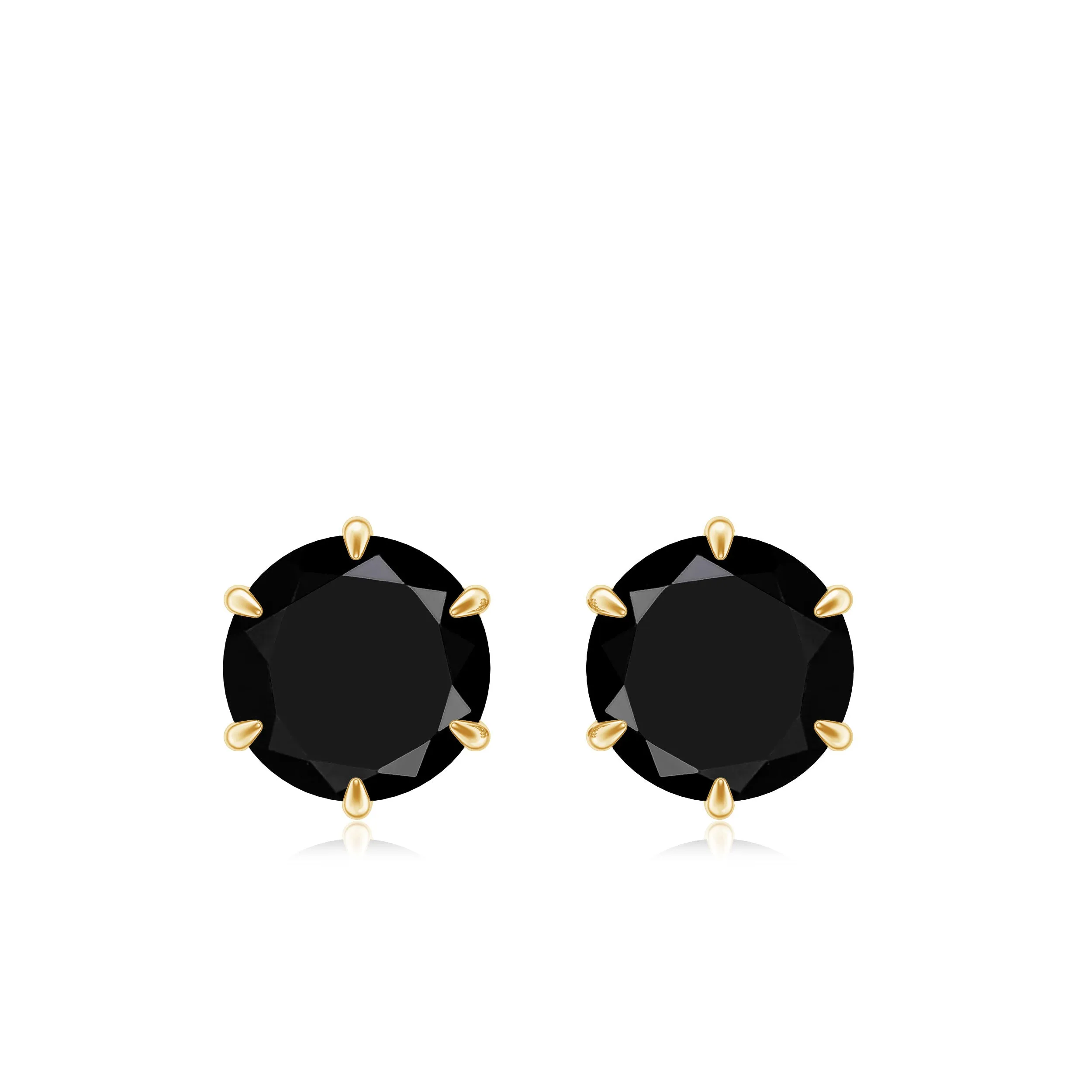 6 MM Claw Set Black Onyx Solitaire Stud Earrings