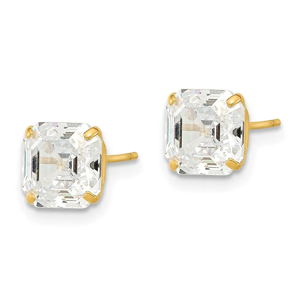 7MM Ascher Cubic Zirconia Stud Earrings in 14KT Yellow Gold