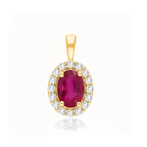 9K Yellow Gold Ruby & Diamond Pendant