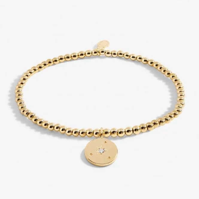 A Little Live In the Moment Gold Plated 17.5cm Stretch Bracelet 6986