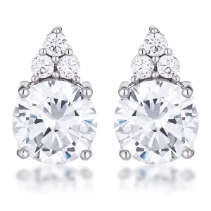 Abigail Simple 9mm Clear Round Stud Earrings | 3.1ct