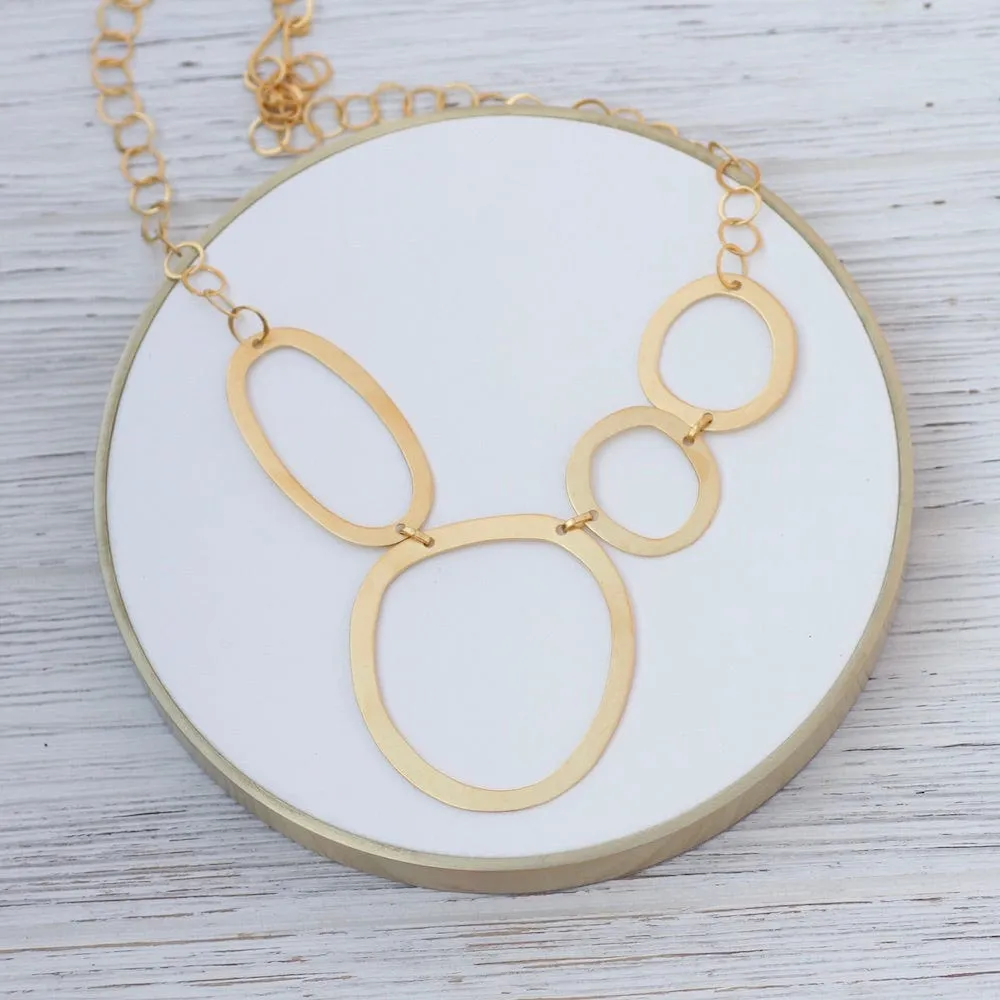 Abstract Organic Rings Necklace - Gold Plate