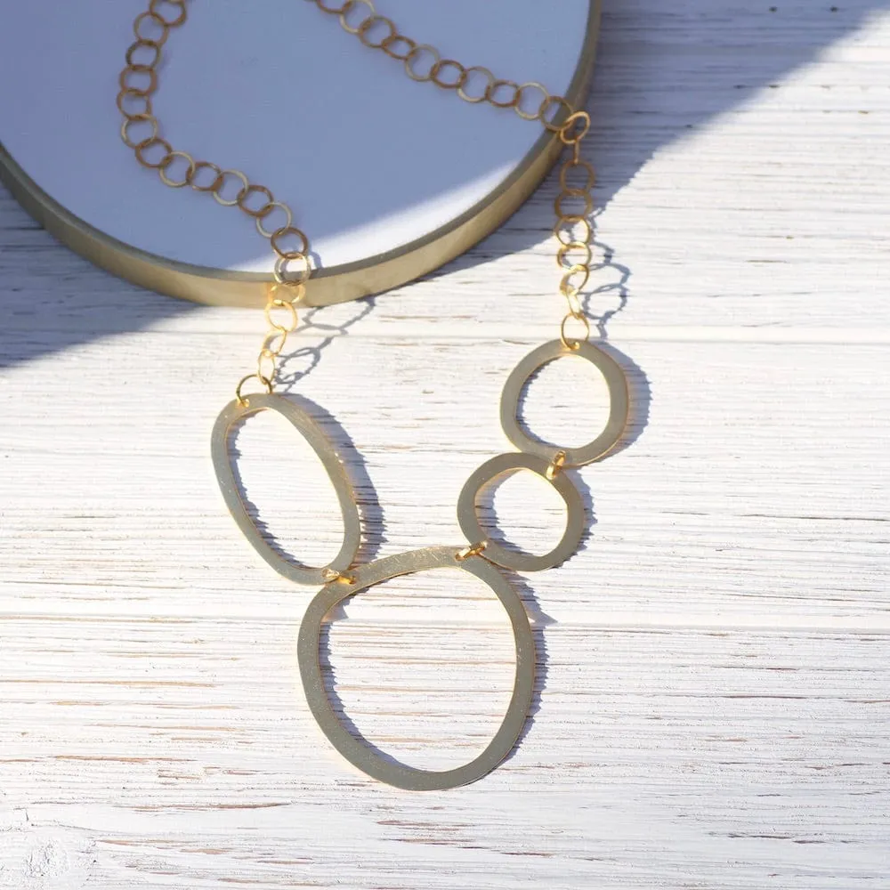 Abstract Organic Rings Necklace - Gold Plate