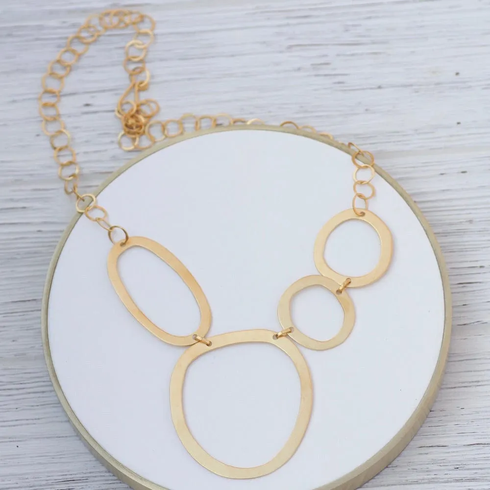 Abstract Organic Rings Necklace - Gold Plate