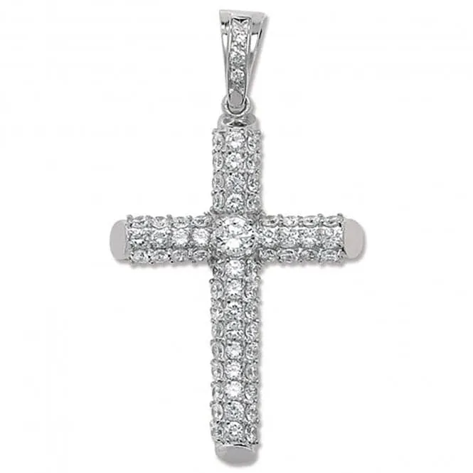 Acotis Silver 925 Cross With Zirconia Accents Pendant G6234