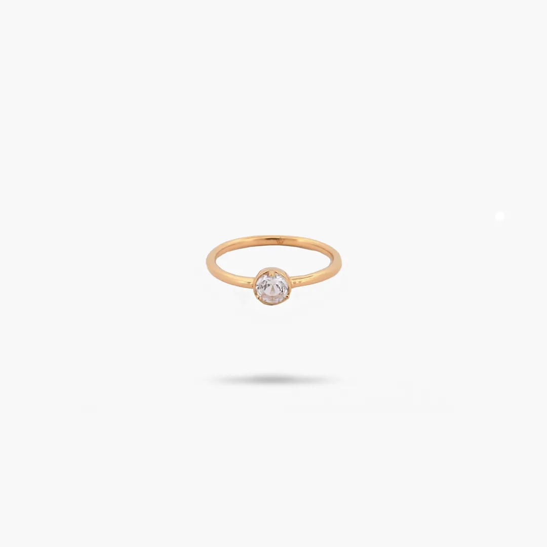 Amare Wear White Topaz Solitaire Ring- April Birthstone