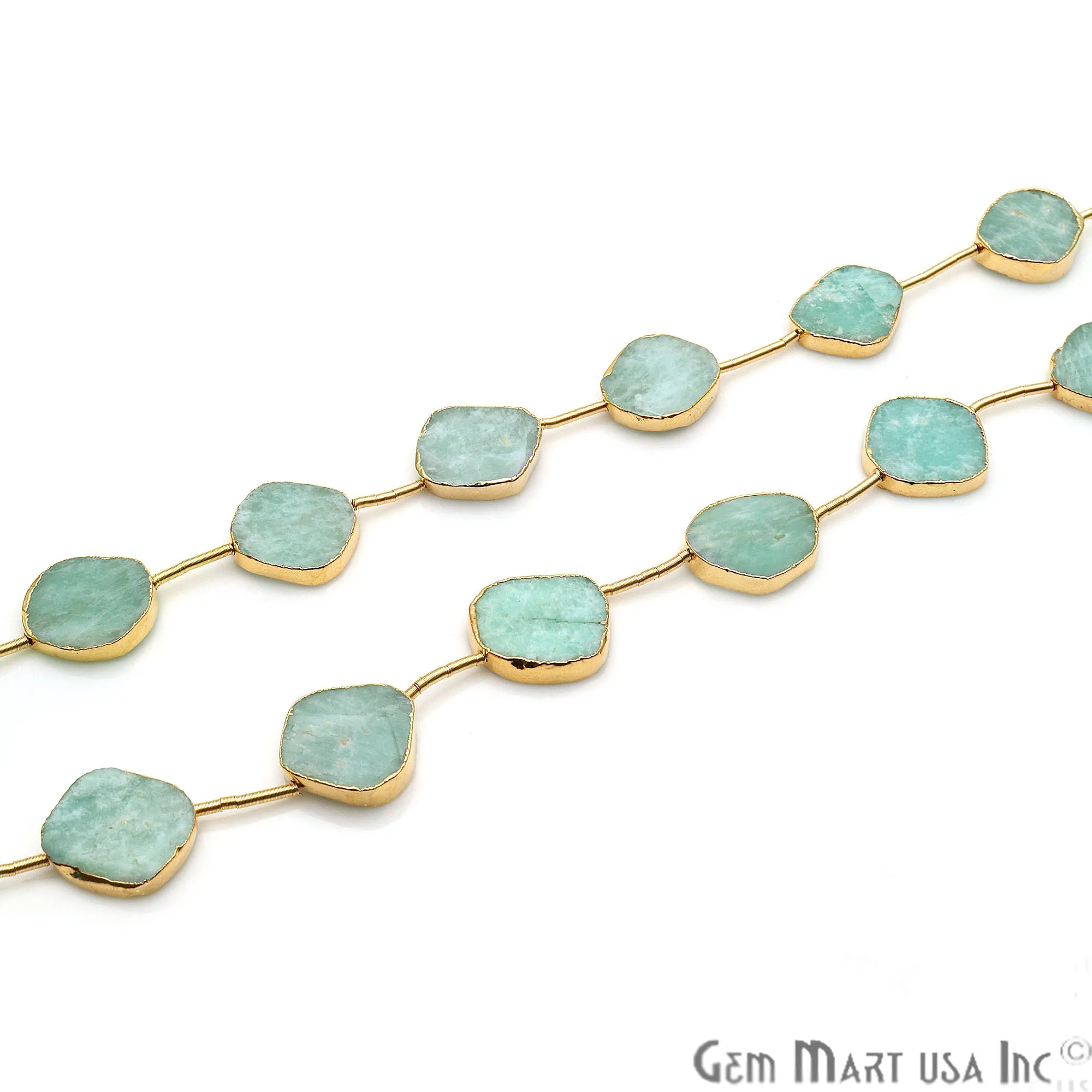 Amazonite Rough Beads, 9 Inch Gemstone Strands, Drilled Strung Briolette Beads, Free Form, 18x15mm