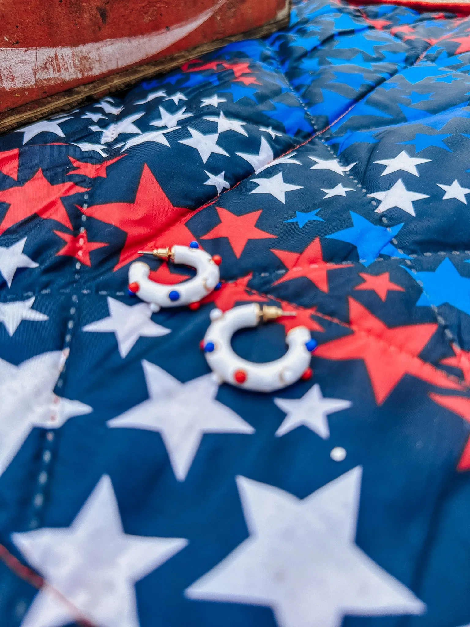 American Flag Hoop Stud Earrings -2 Colors