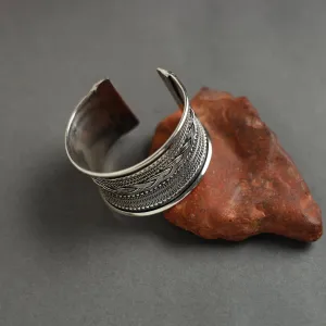 Antique Finish Oxidised White Metal Bangle / Cuff Bracelet 06