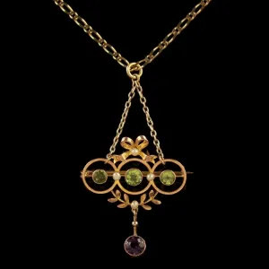 Antique Victorian Suffragette Pendant Necklace 9Ct Gold Circa 1900