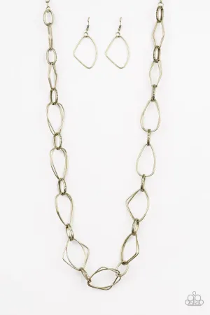 Attitude Adjustment - Brass - Mismatched Link Paparazzi Long Necklace