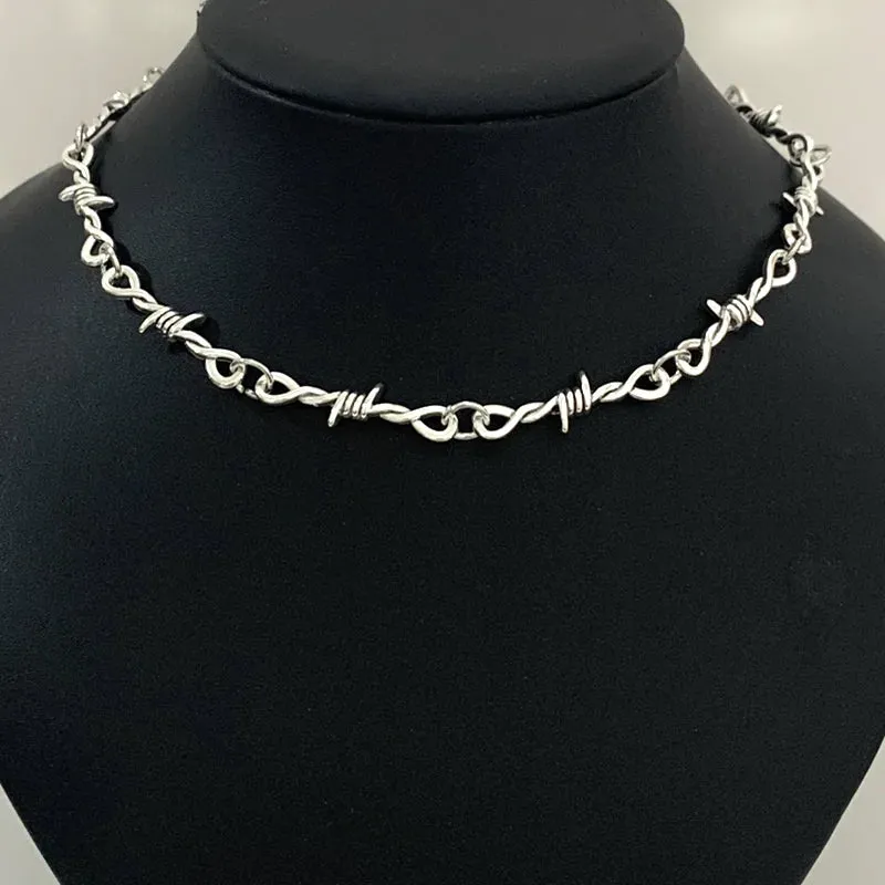 Barbed Wire Heart Choker