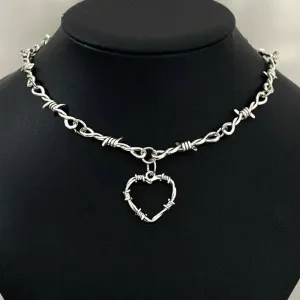 Barbed Wire Heart Choker