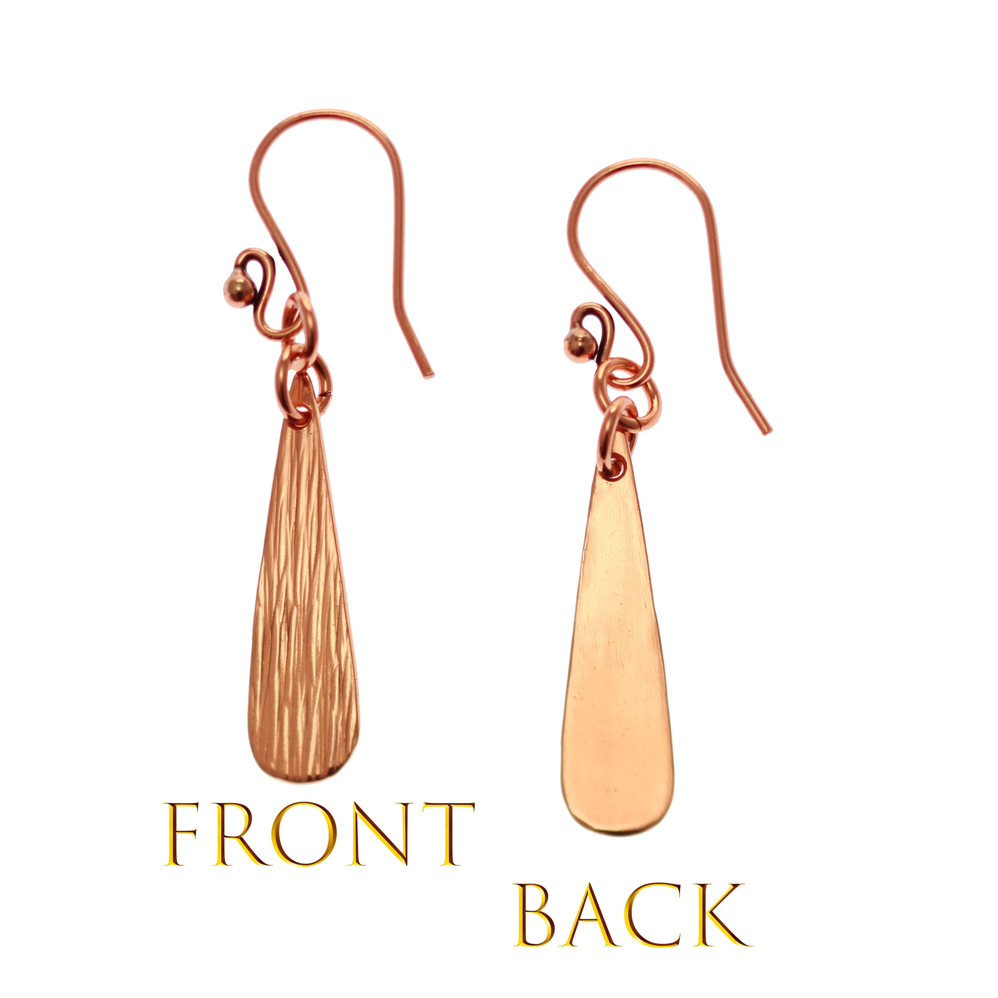 Bark Embossed Mini Copper Teardrop Earrings