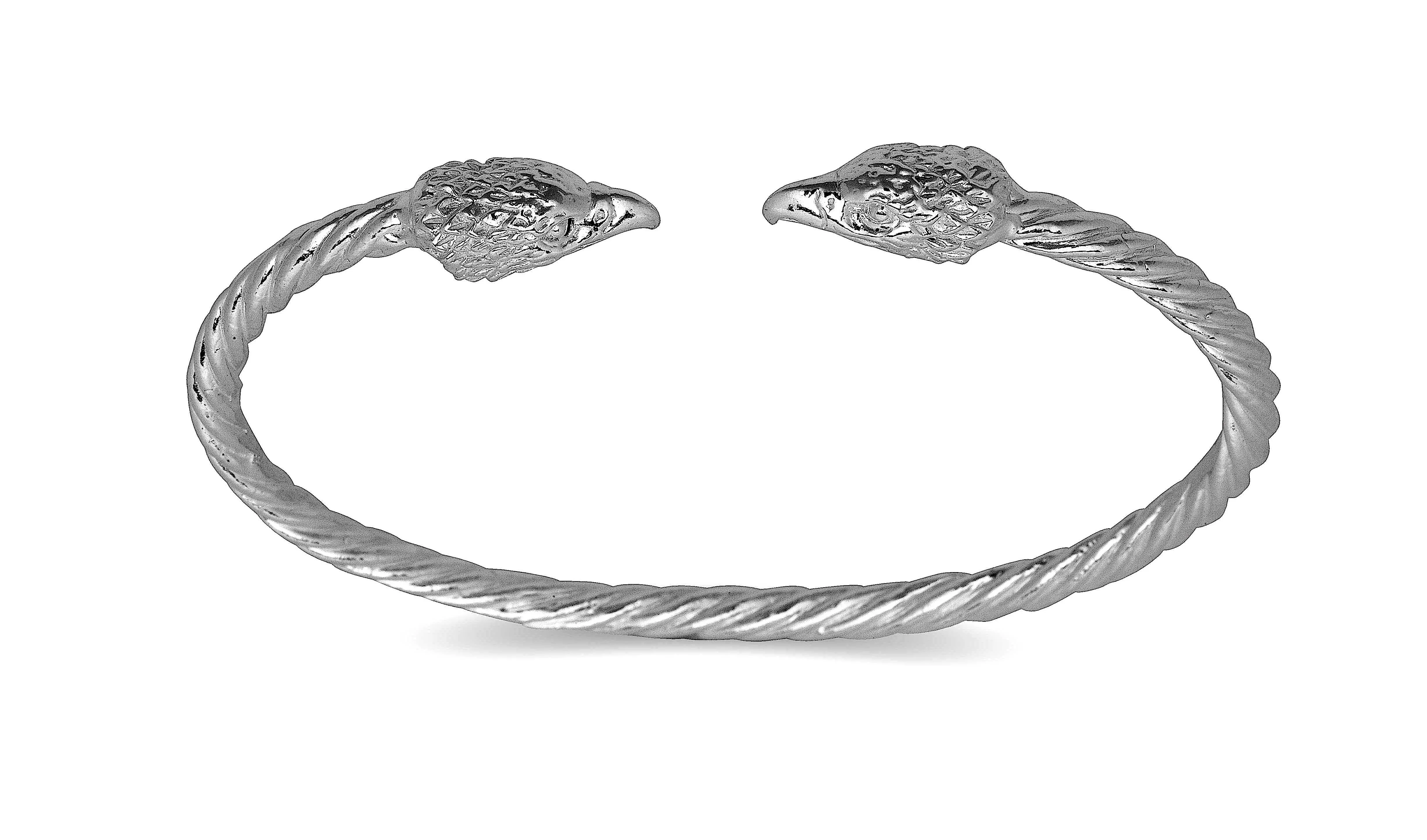 Better Jewelry Eagle Ends Coiled Rope .925 Sterling Silver West Indian Bangle, 1 piece