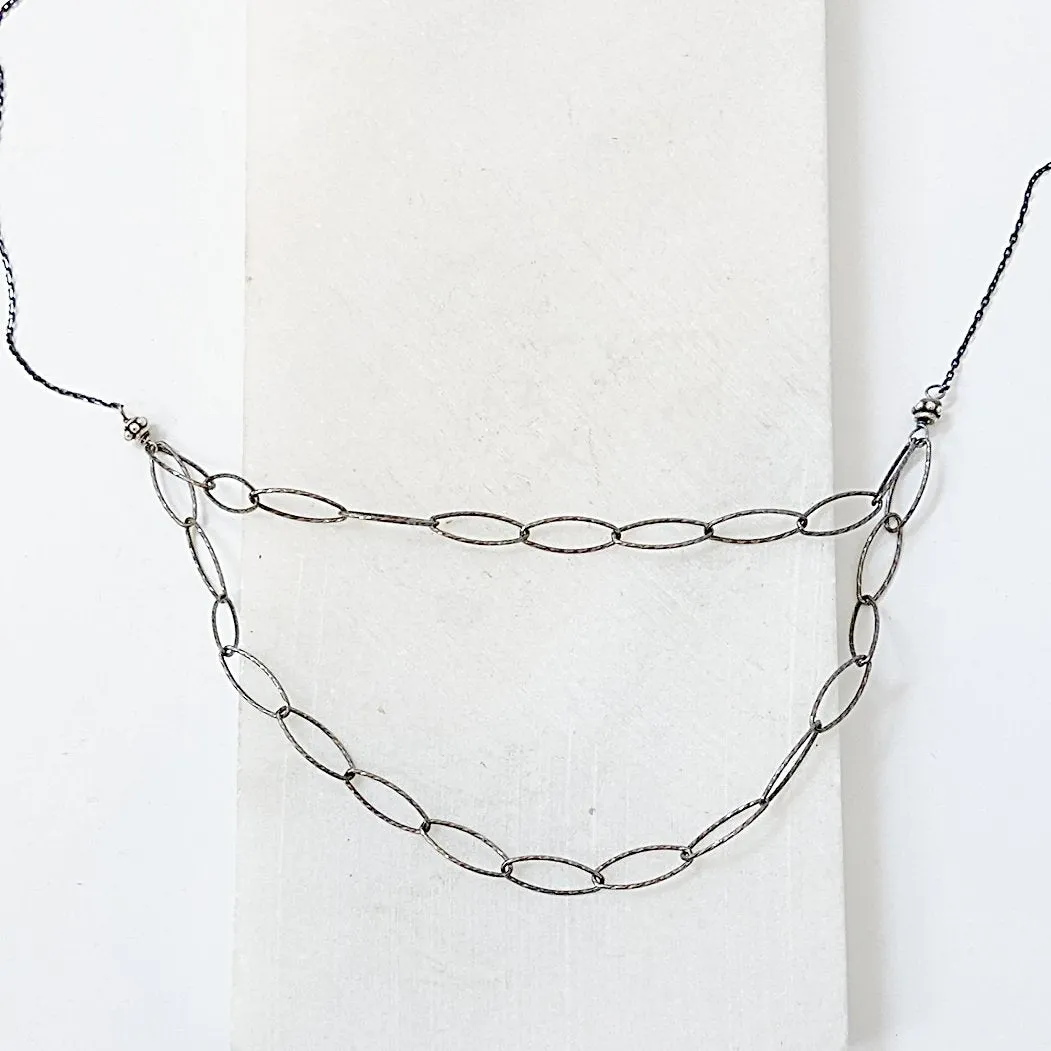 Blackened Oval Sparkle Chain/ Layering Chain/ Silver Chains