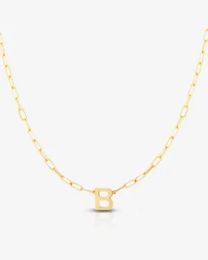 Block Initial   Link Chain Necklace