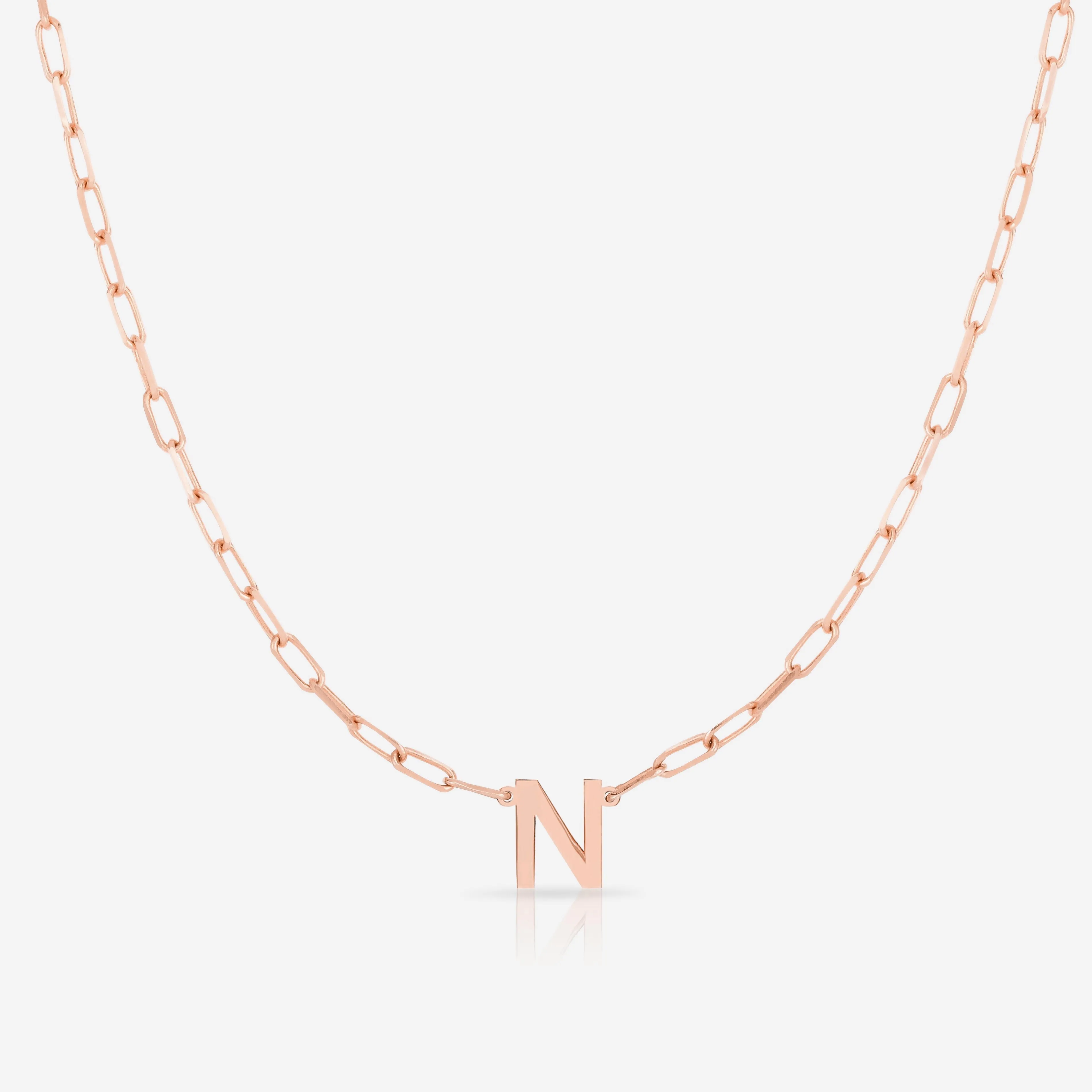 Block Initial   Link Chain Necklace