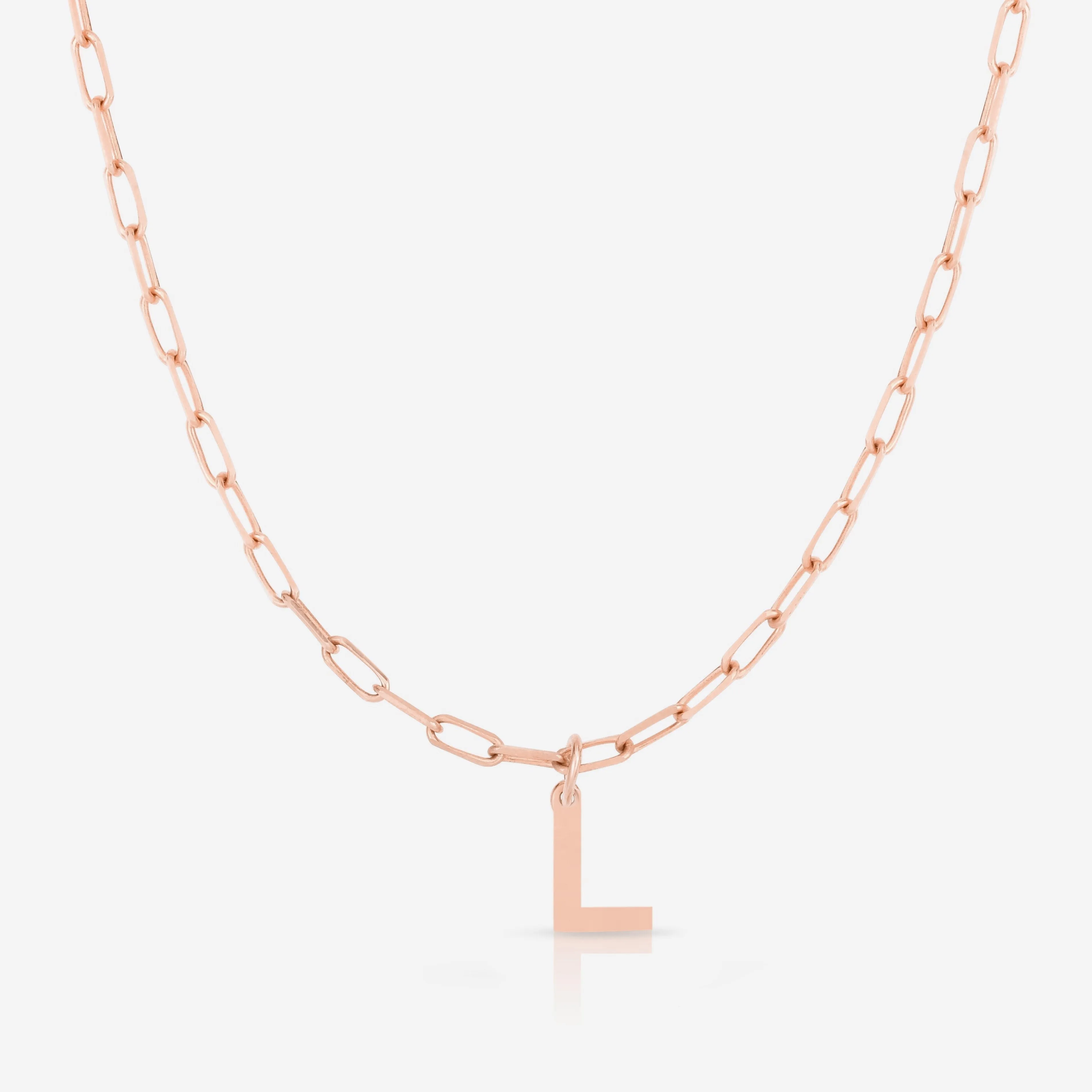 Block Initial   Link Chain Necklace