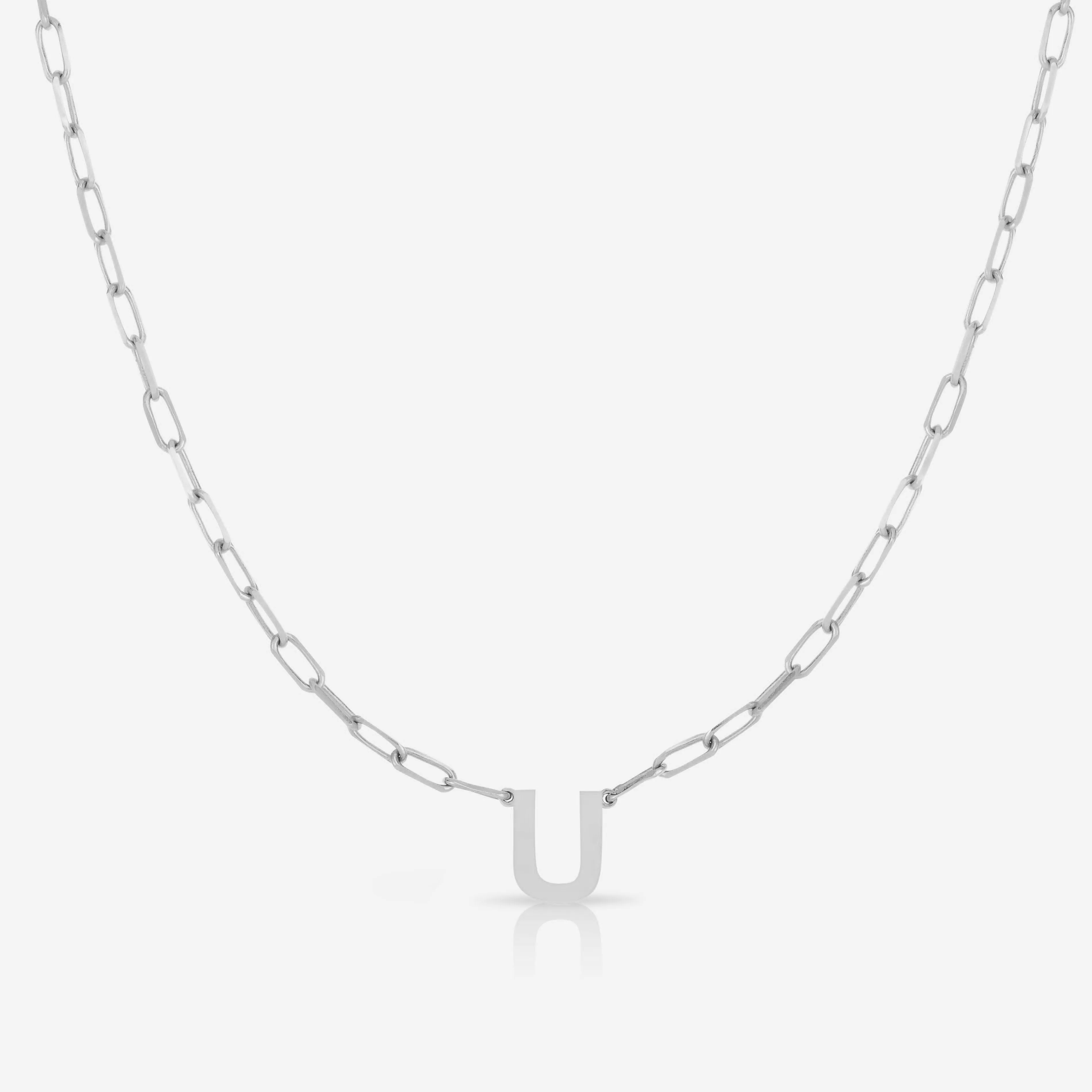 Block Initial   Link Chain Necklace