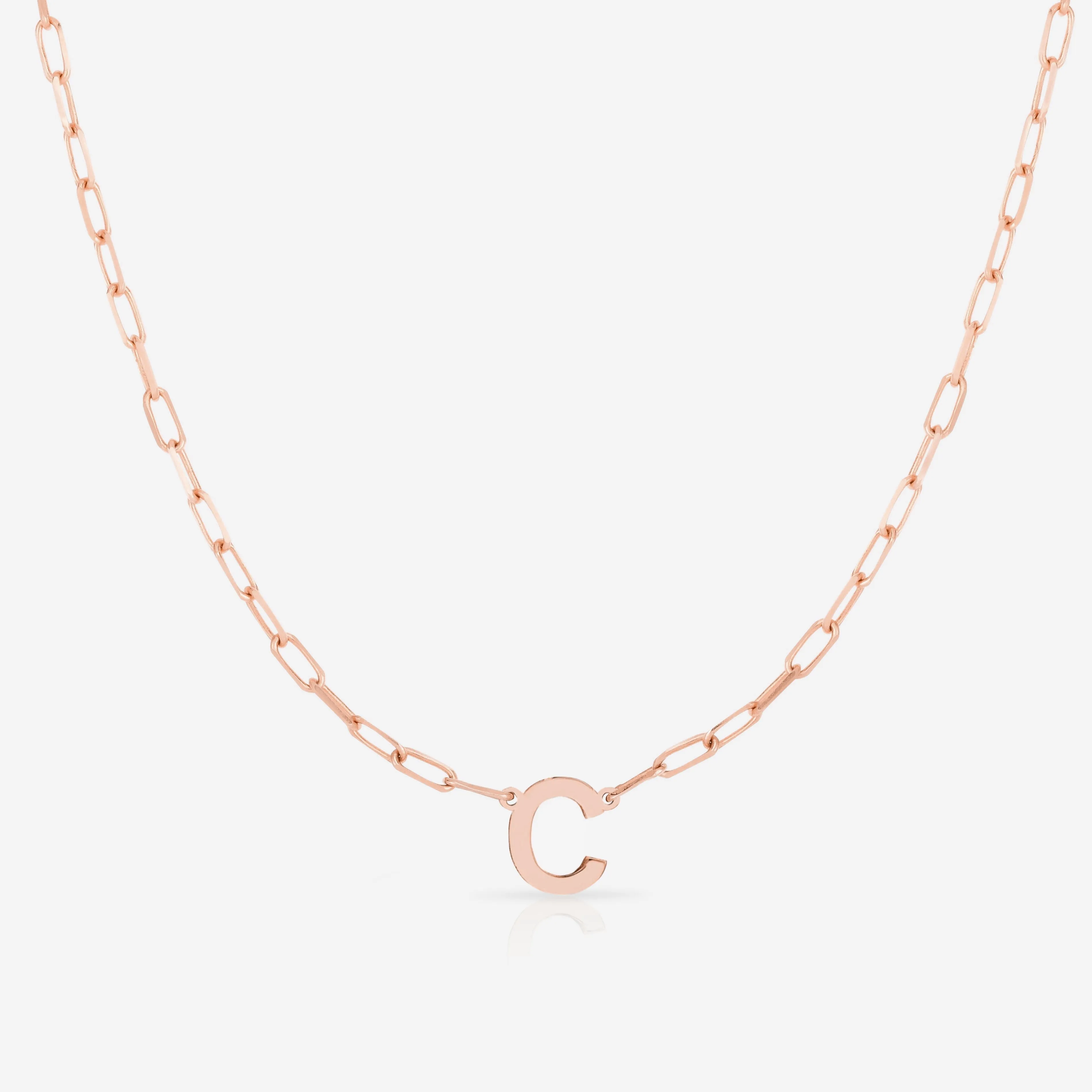 Block Initial   Link Chain Necklace