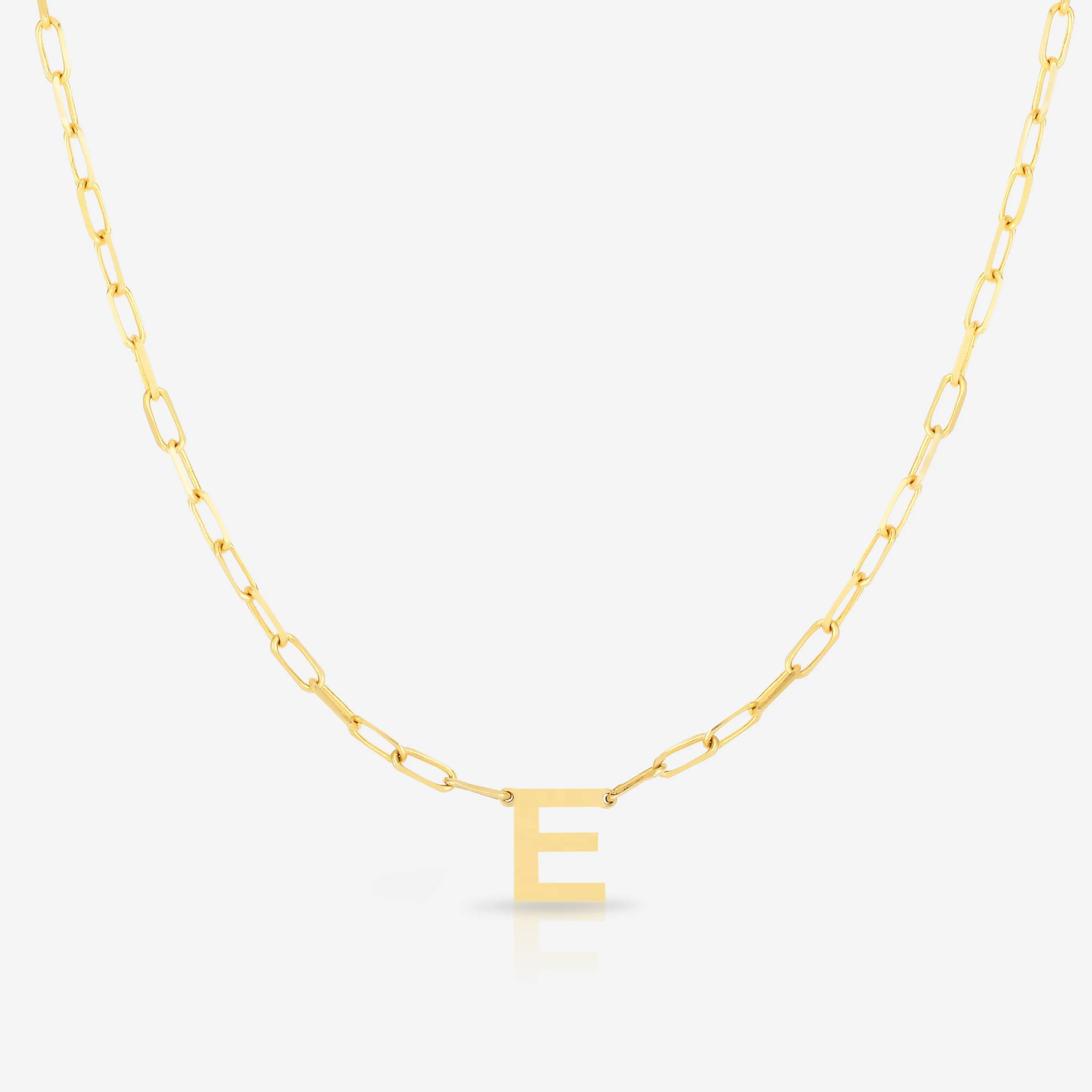 Block Initial   Link Chain Necklace