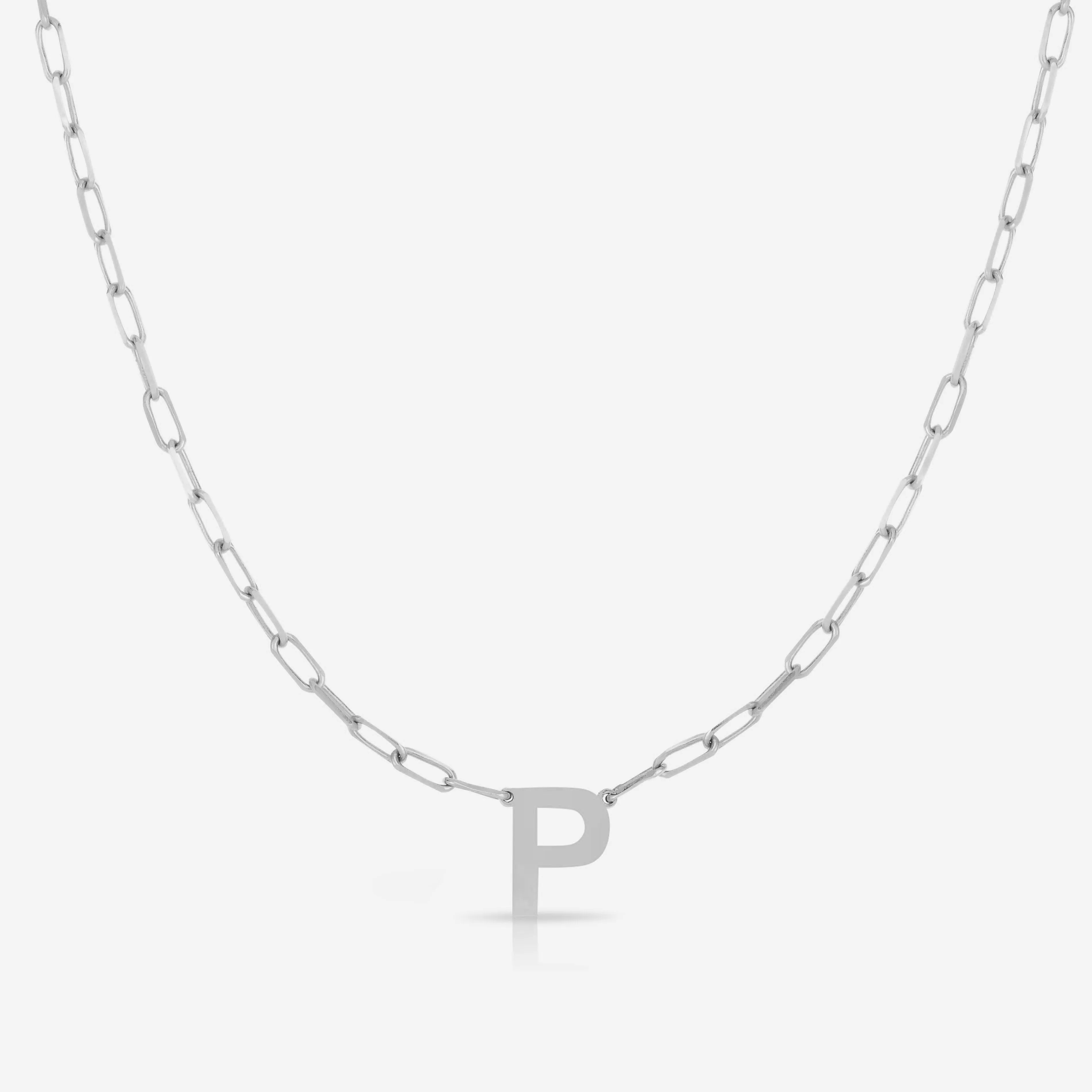 Block Initial   Link Chain Necklace