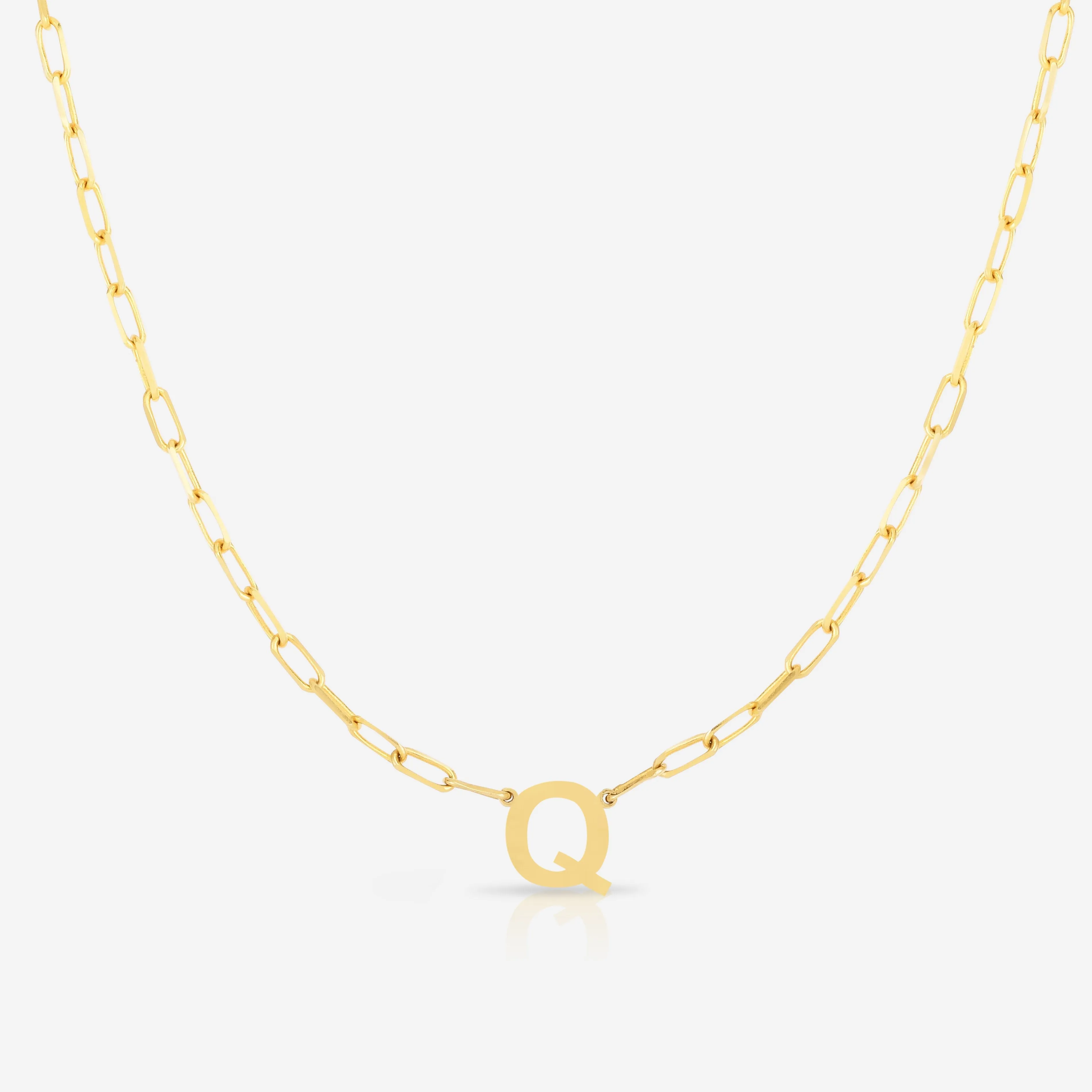 Block Initial   Link Chain Necklace