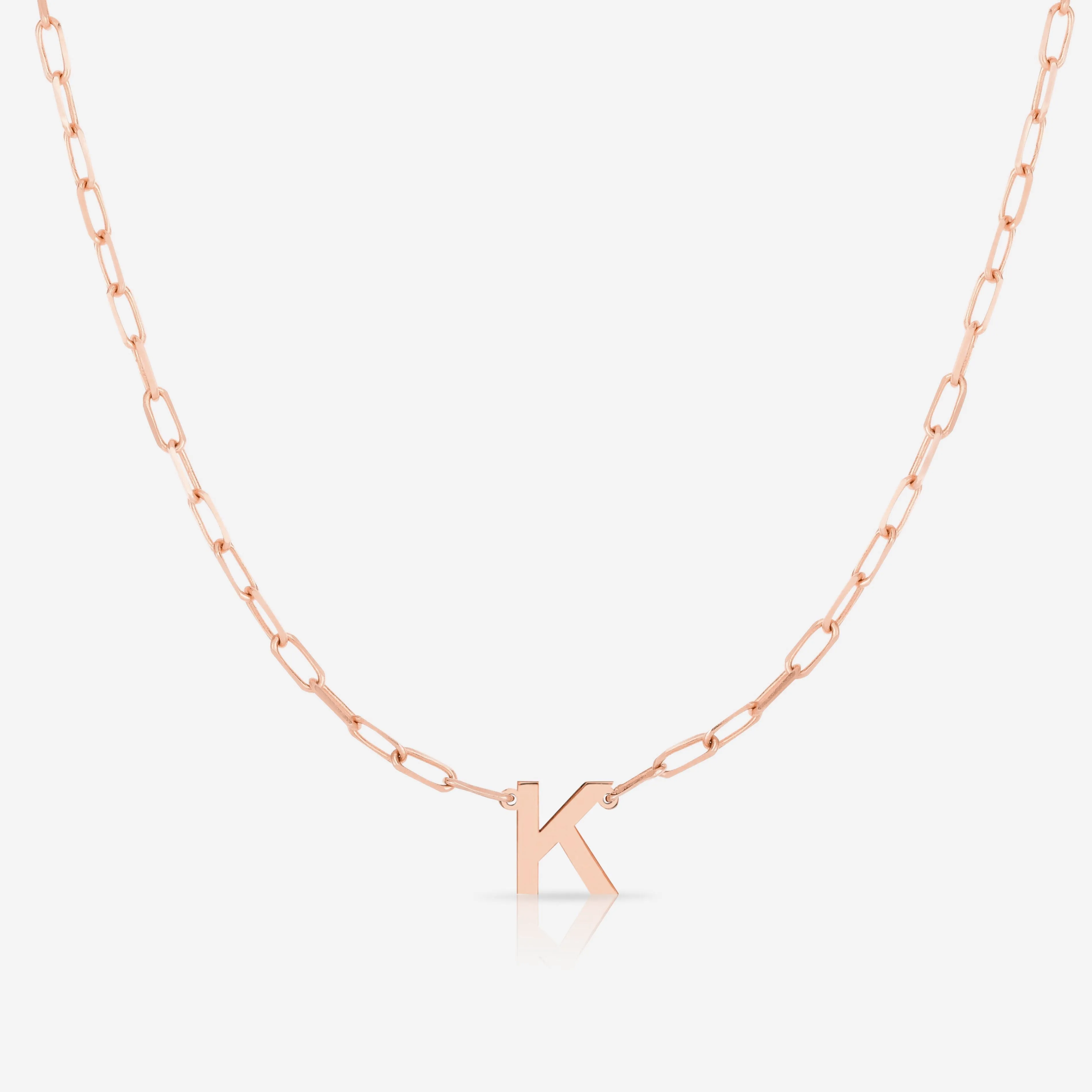 Block Initial   Link Chain Necklace