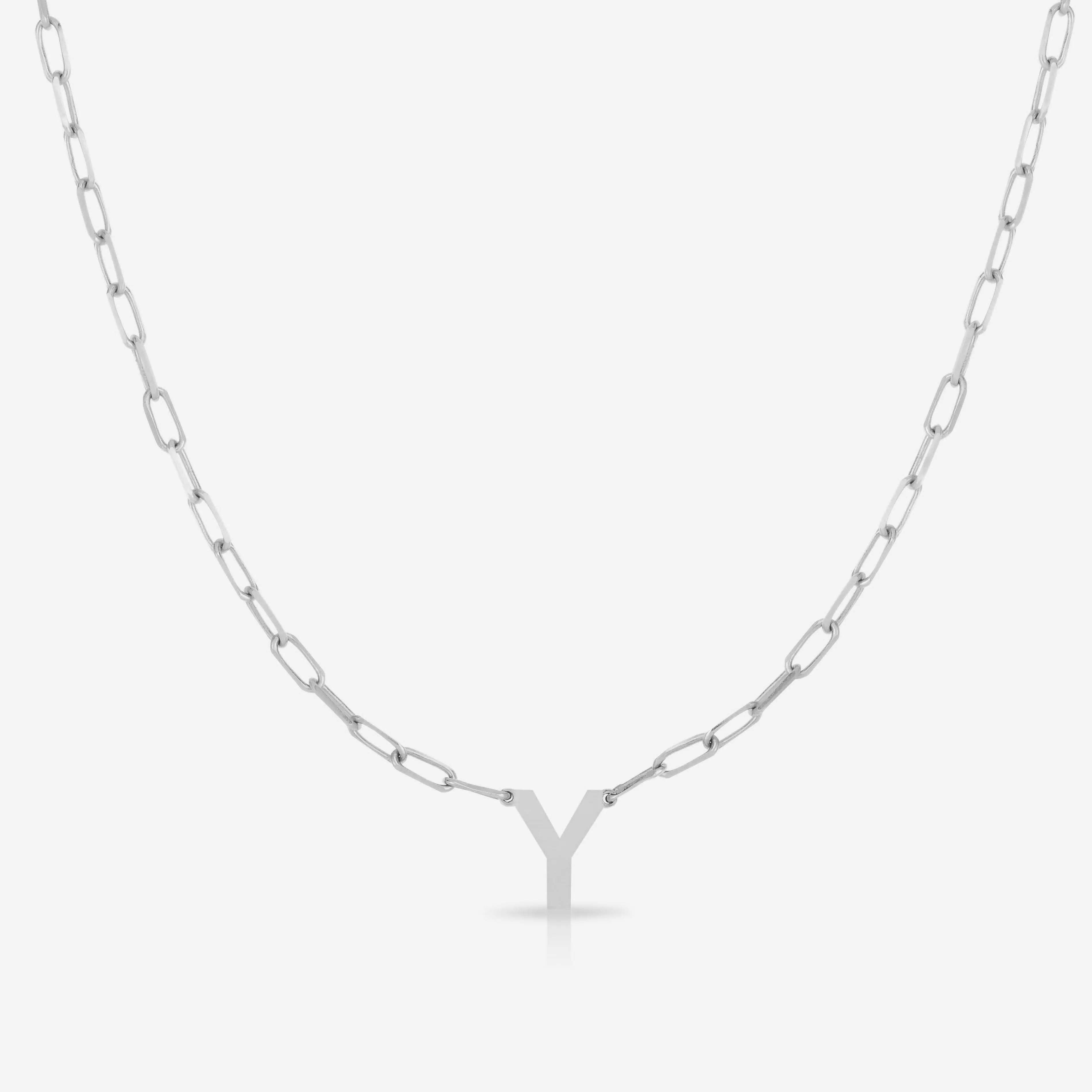 Block Initial   Link Chain Necklace